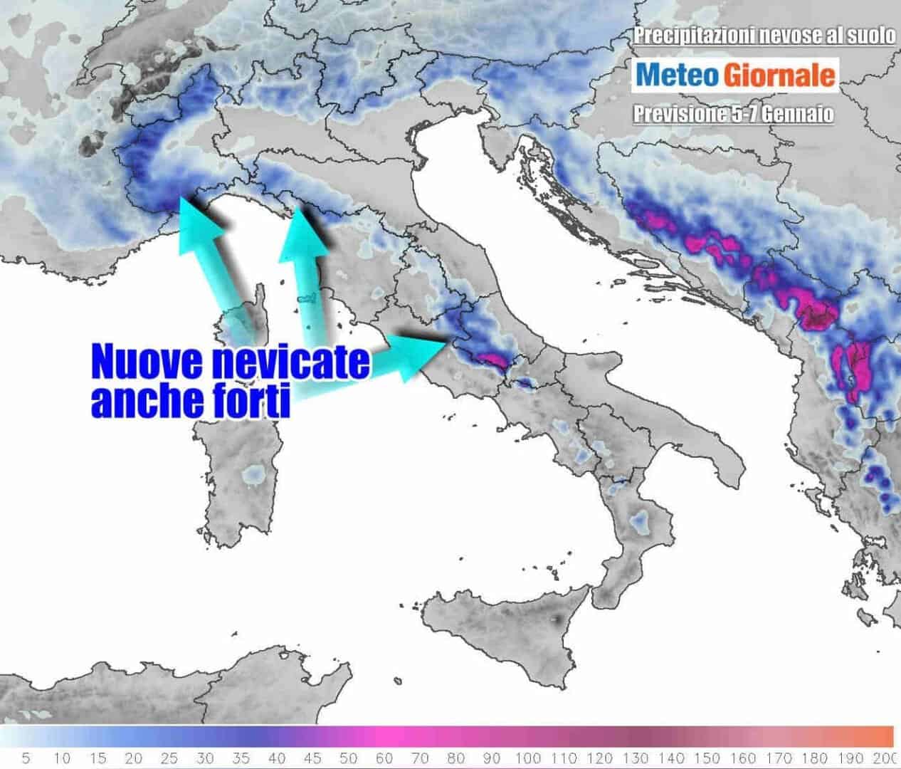 Previsione nevicate oggi e prossimi giorni