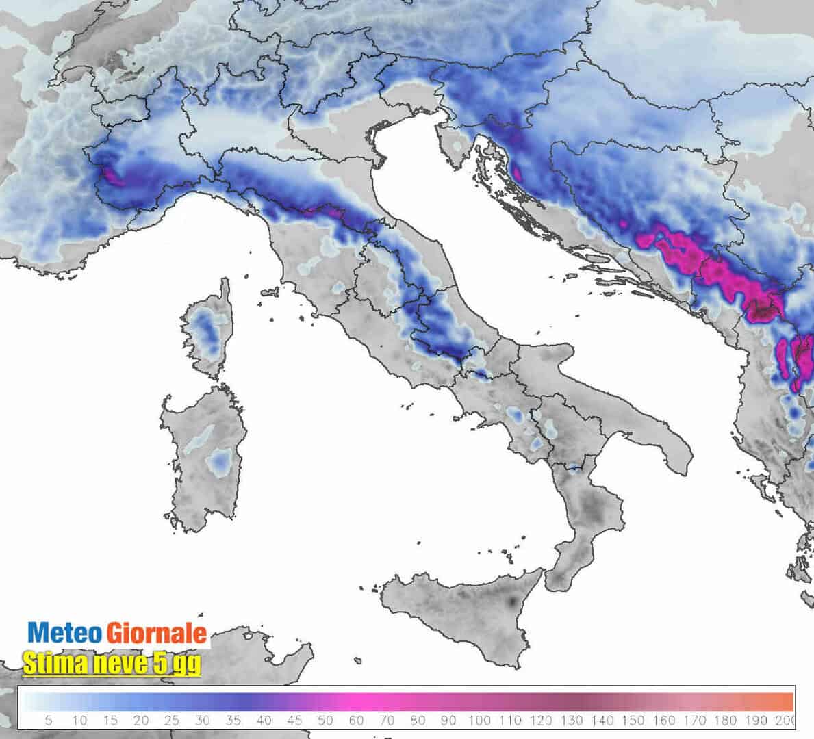 previsione neve italia