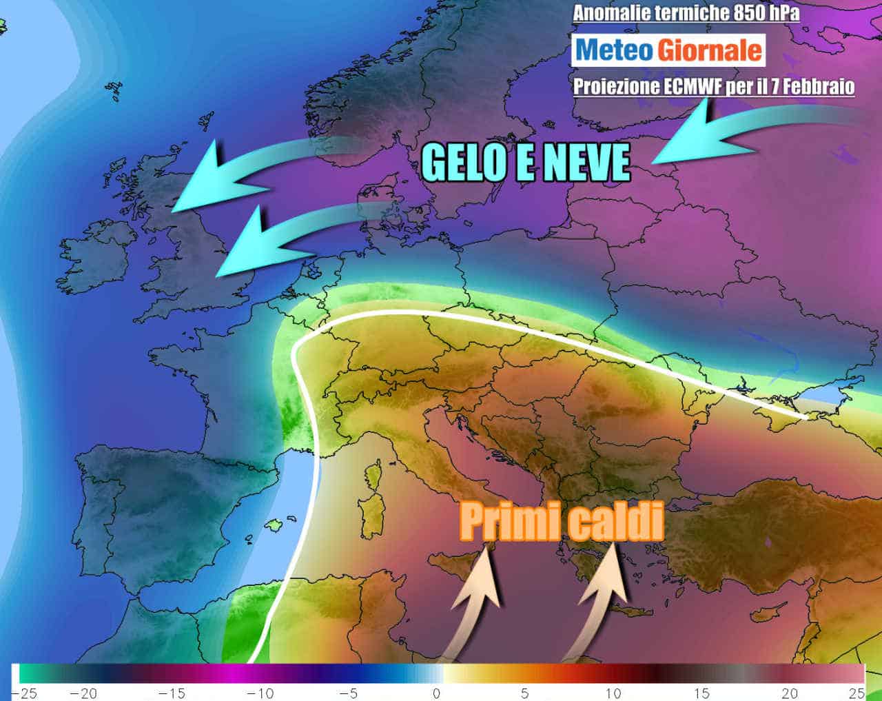 Lo scenario atteso a cavallo fra il weekend e l'inizio della prossima settimana