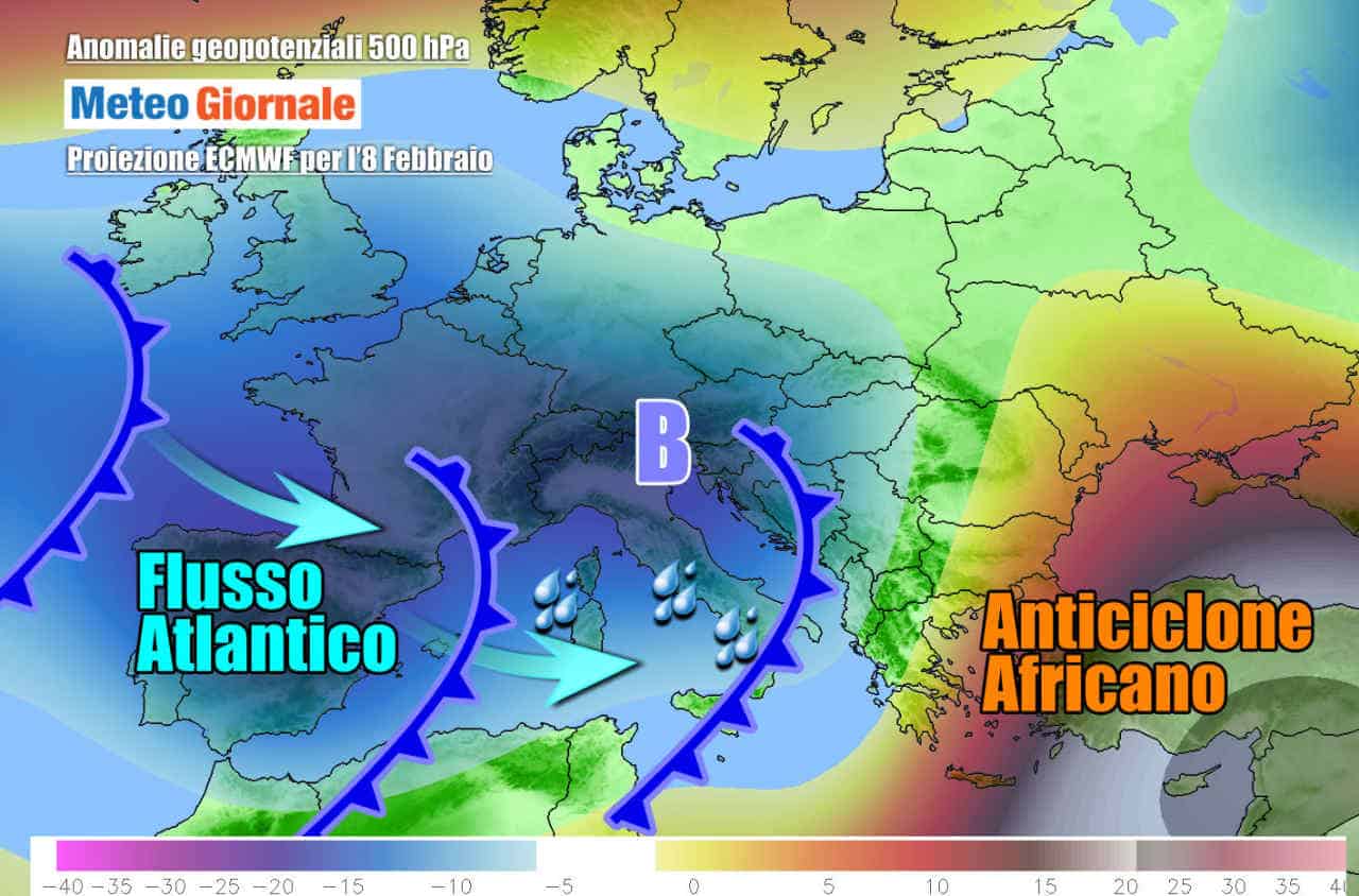 Evoluzione meteo per l'inizio della settimana