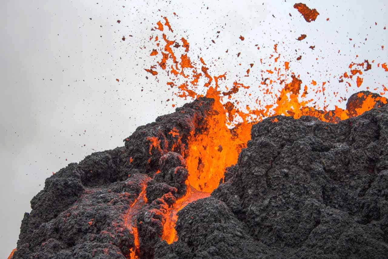Una veduta ravvicinata del vulcano Fagradalsfjall