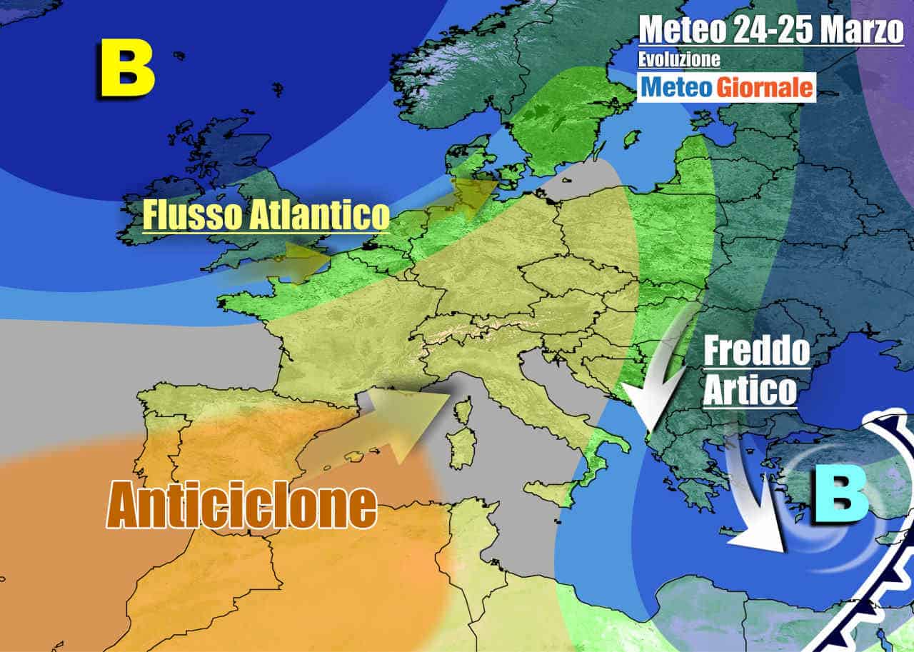 Evoluzione meteo per metà settimana