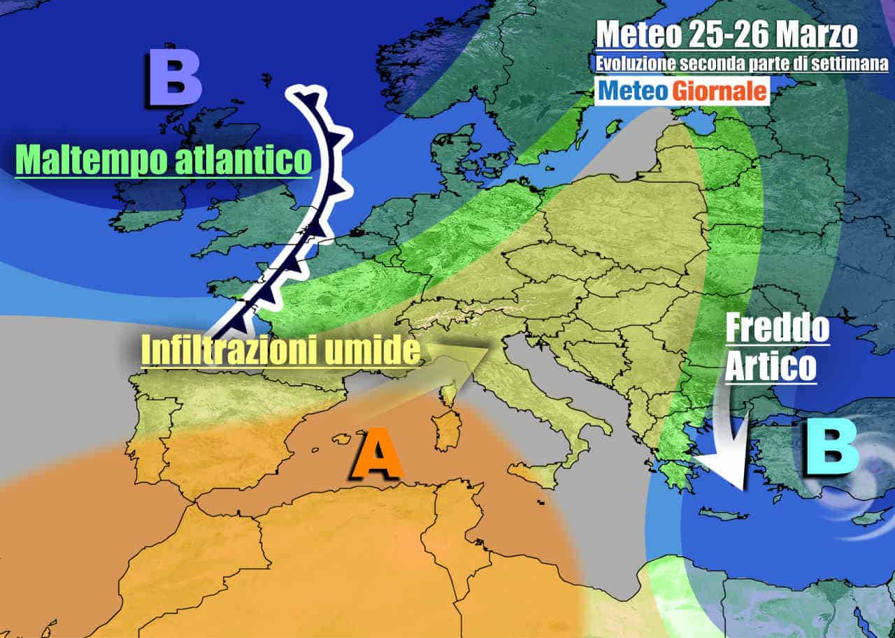 Tendenza meteo seconda metà della settimana