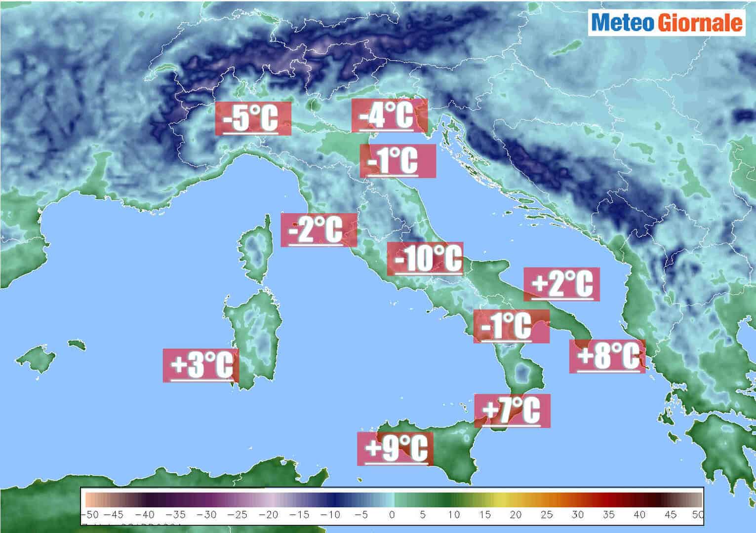 meteo con temperature basse italia