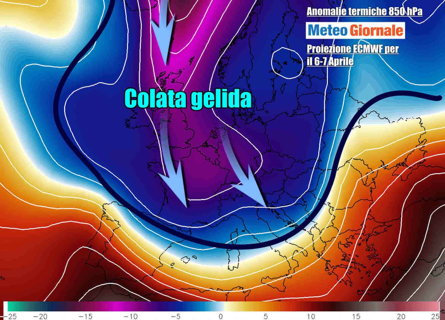 METEO del Nord America in Europa: sferzata dall’Artico, crollo temperatura anche di 20°C