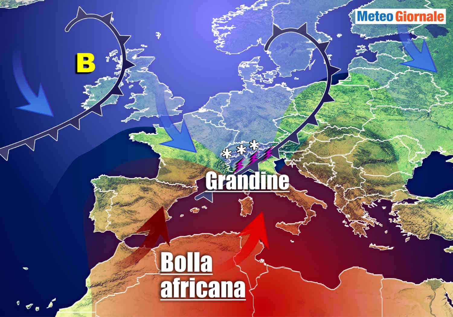 Cambiamento meteo stazionale repentino: bolla calda e fredda, temporali e grandine