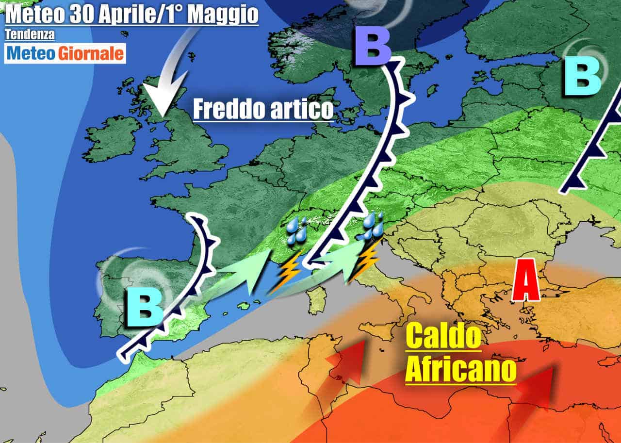 METEO 7 Giorni, PERTURBAZIONI al Centro-Nord e Caldo d’Africa al Sud