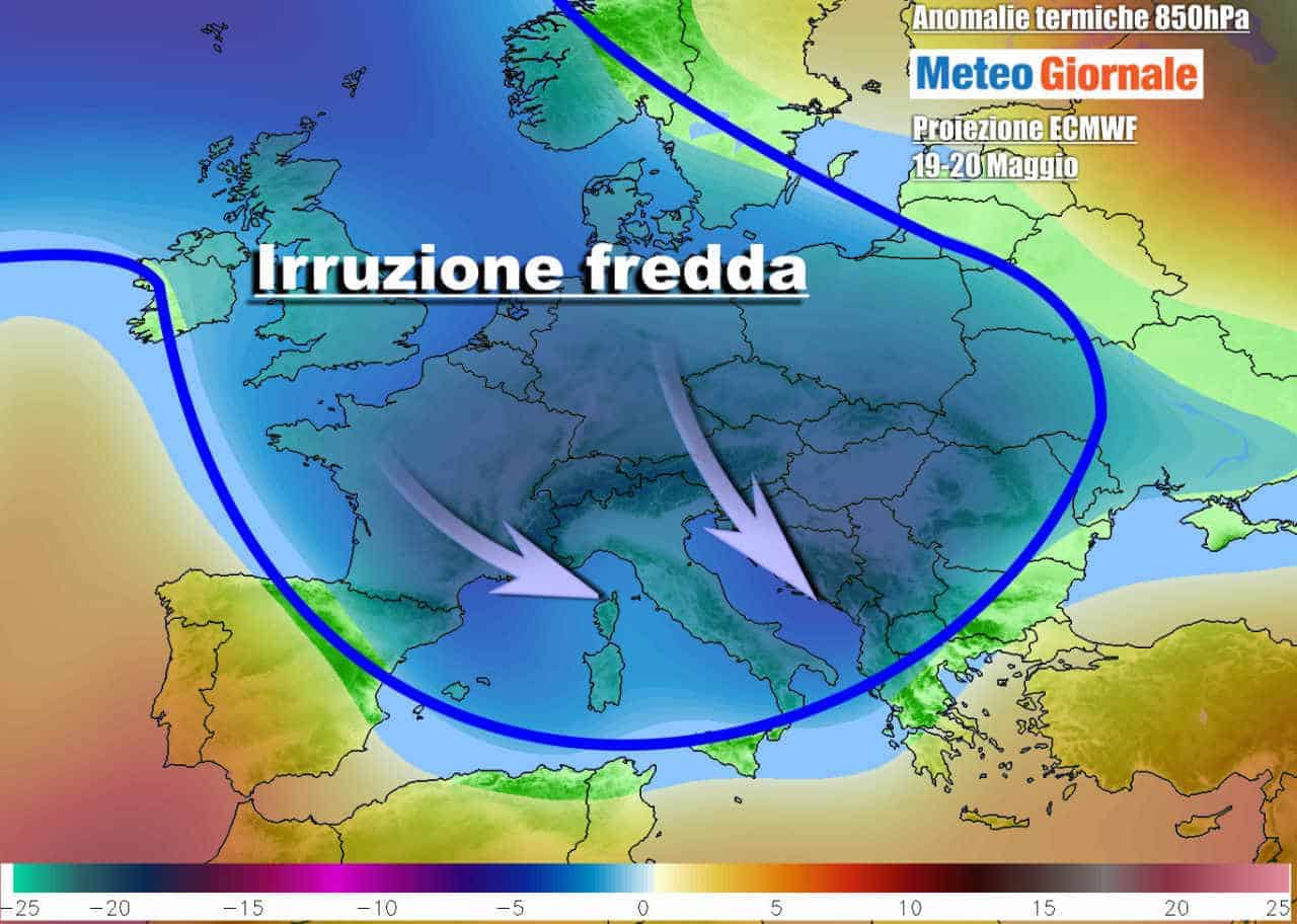 CROLLO TEMPERATURE in settimana. Meteo d’Estate STOP ancora e poca Primavera
