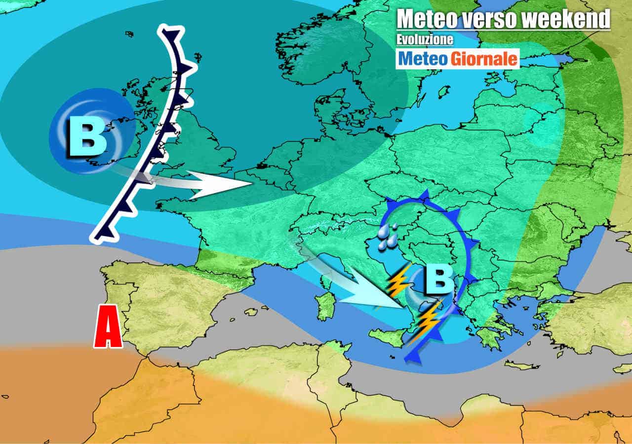 METEO Italia con maltempo in arrivo, temporali e grandinate