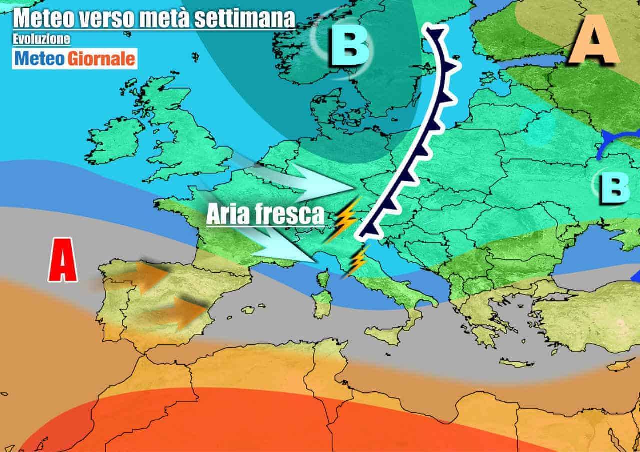 Non va troppo bene. Meteo influenzato da aria fresca. La cronaca meteo prossimi giorni