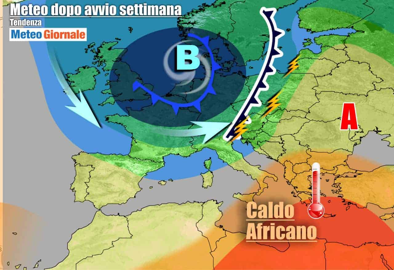 METEO Italia. Nuova settimana tra TEMPORALI e il CALDO AFRICANO, dettagli