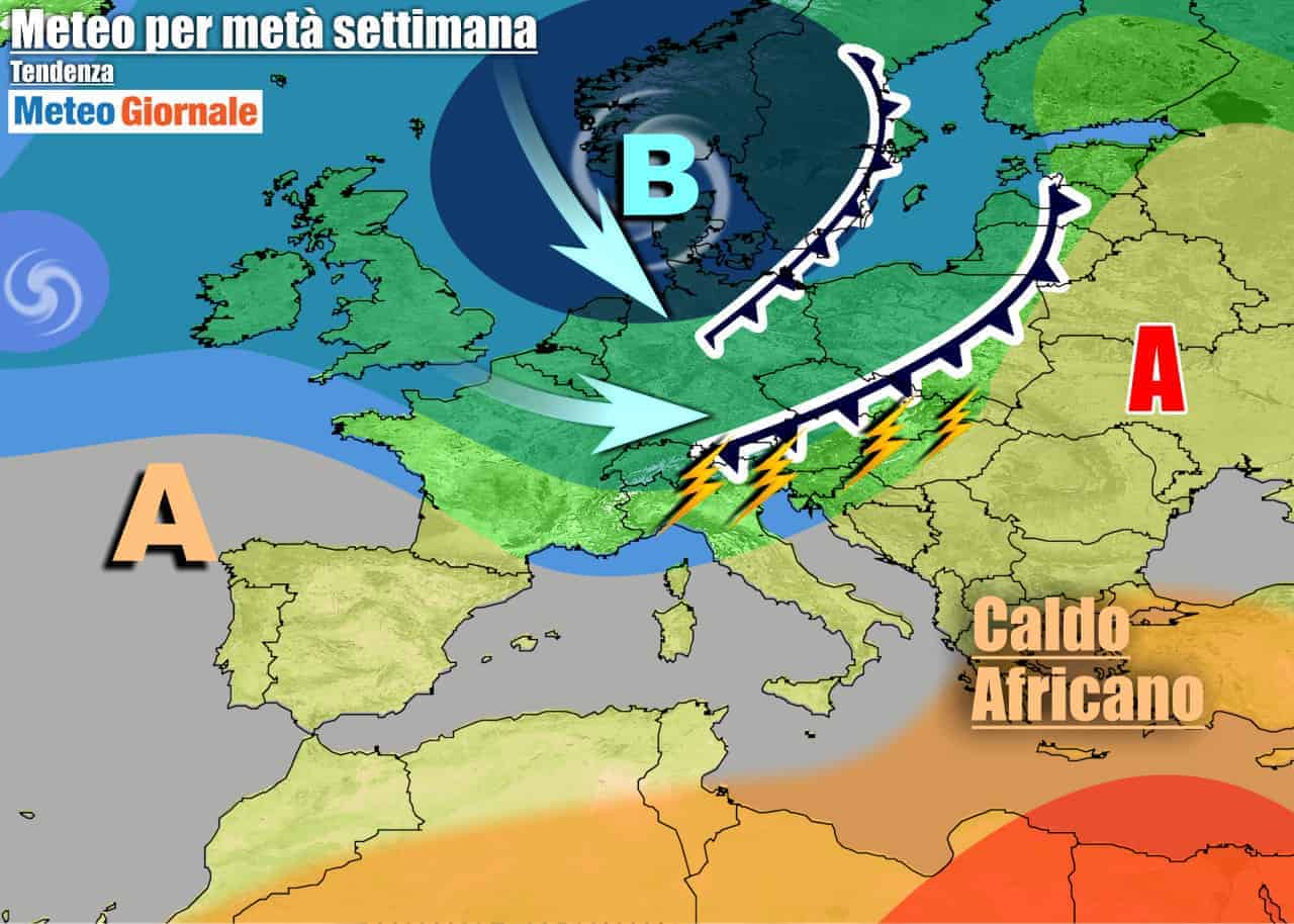 METEO 7 Giorni. Italia tra locali ACQUAZZONI e CALDO AFRICANO
