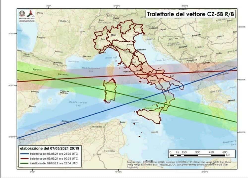 ITALIA nella ROTTA del razzo cinese in caduta sulla TERRA prossime ore