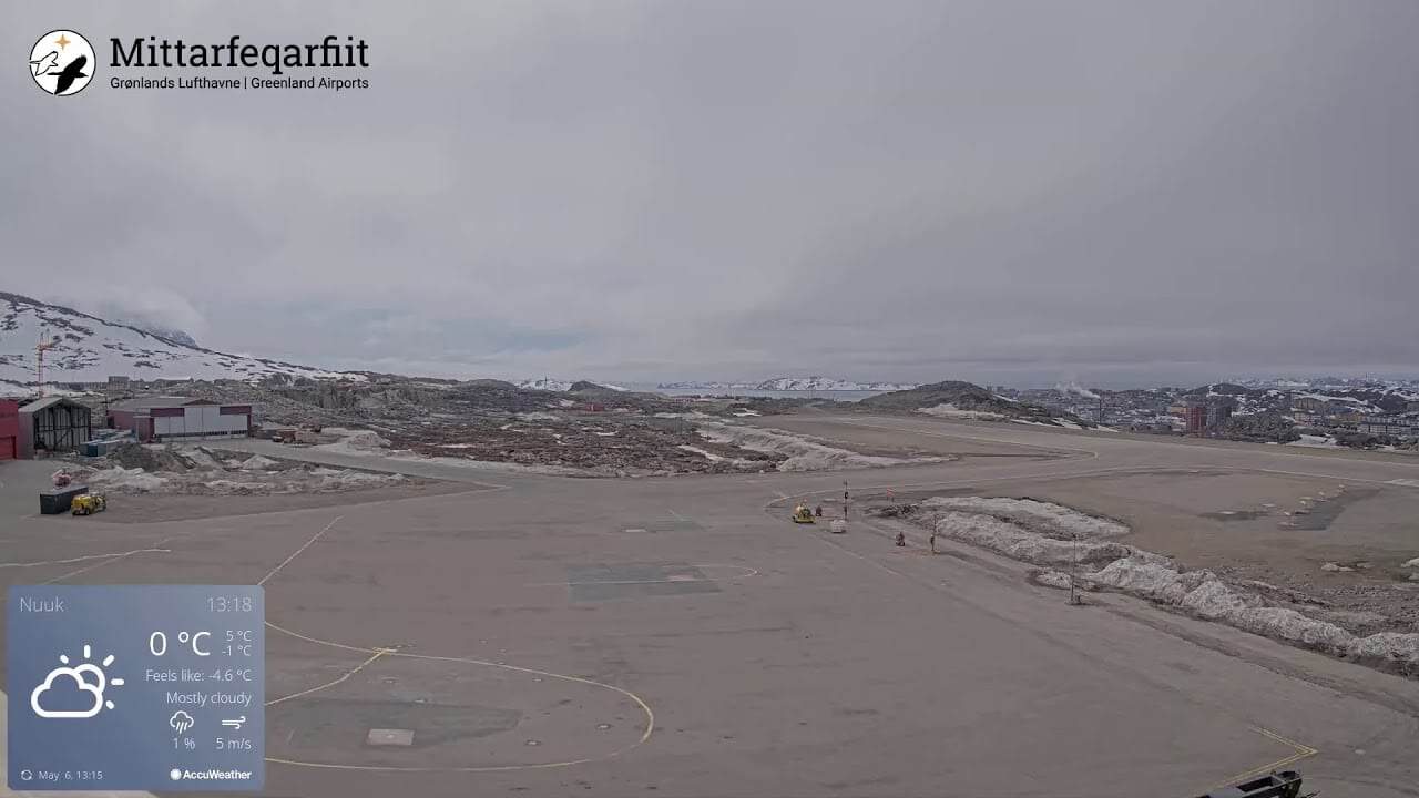 Webcam aeroporto di Nuuk Sud, Groenlandia