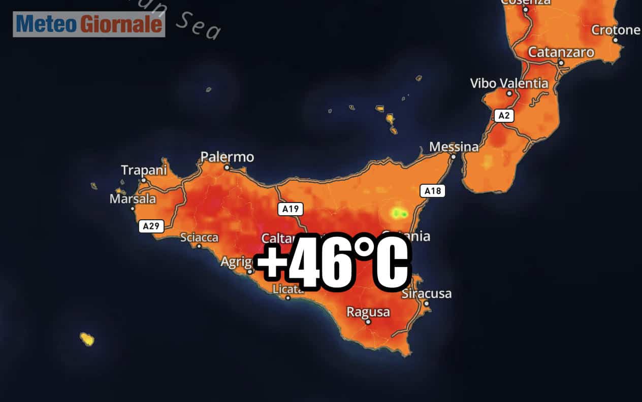Meteo Sicilia, misurati 46°C. Temperature atroci, record in varie località