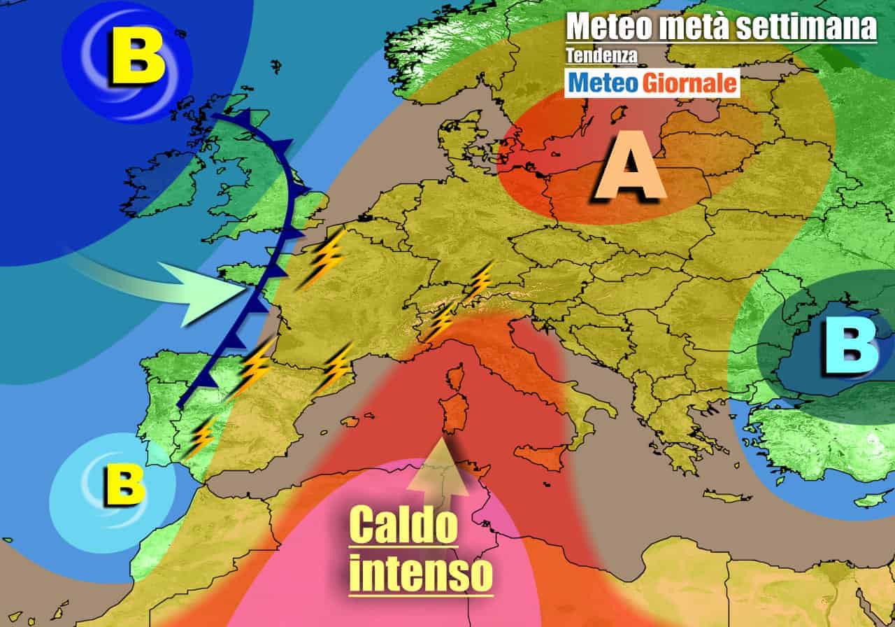 METEO Italia. Settimana tra GRAN CALDO e isolati TEMPORALI. AFA in aumento
