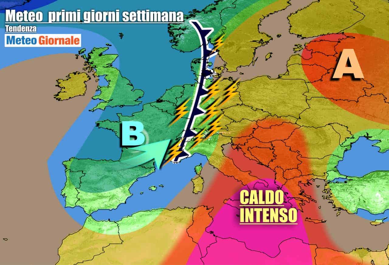 METEO Italia. CALDO OPPRIMENTE continuo, su parte del Nord FORTI TEMPORALI