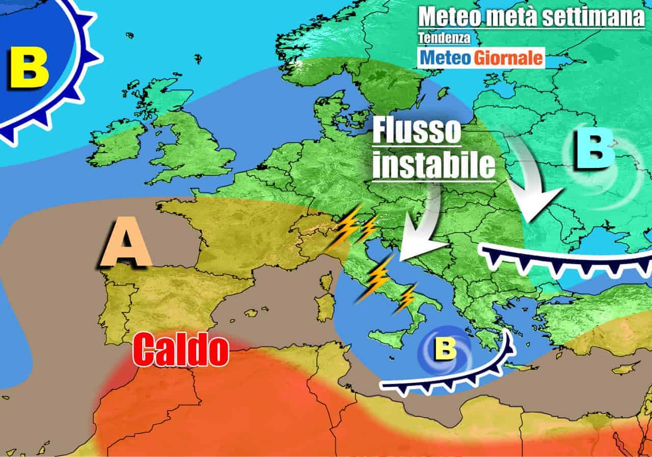 METEO 7 Giorni. Italia tutta la settimana tra ACQUAZZONI e TEMPORALI
