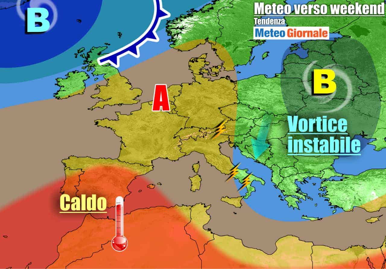 METEO Italia. Ancora raffica di TEMPORALI POMERIDIANI, dal weekend cambia