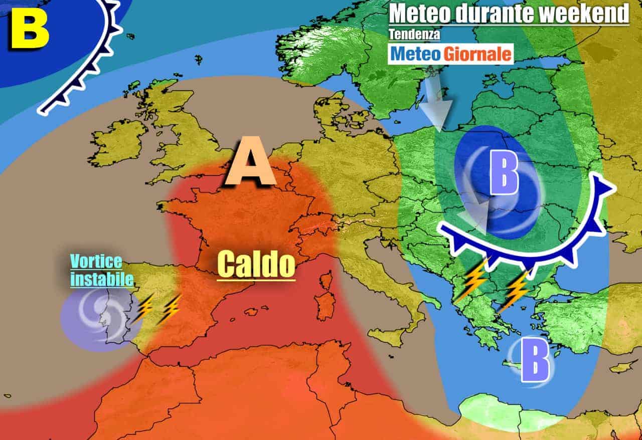 METEO con GRAN CALDO dal weekend. Insidiosi TEMPORALI