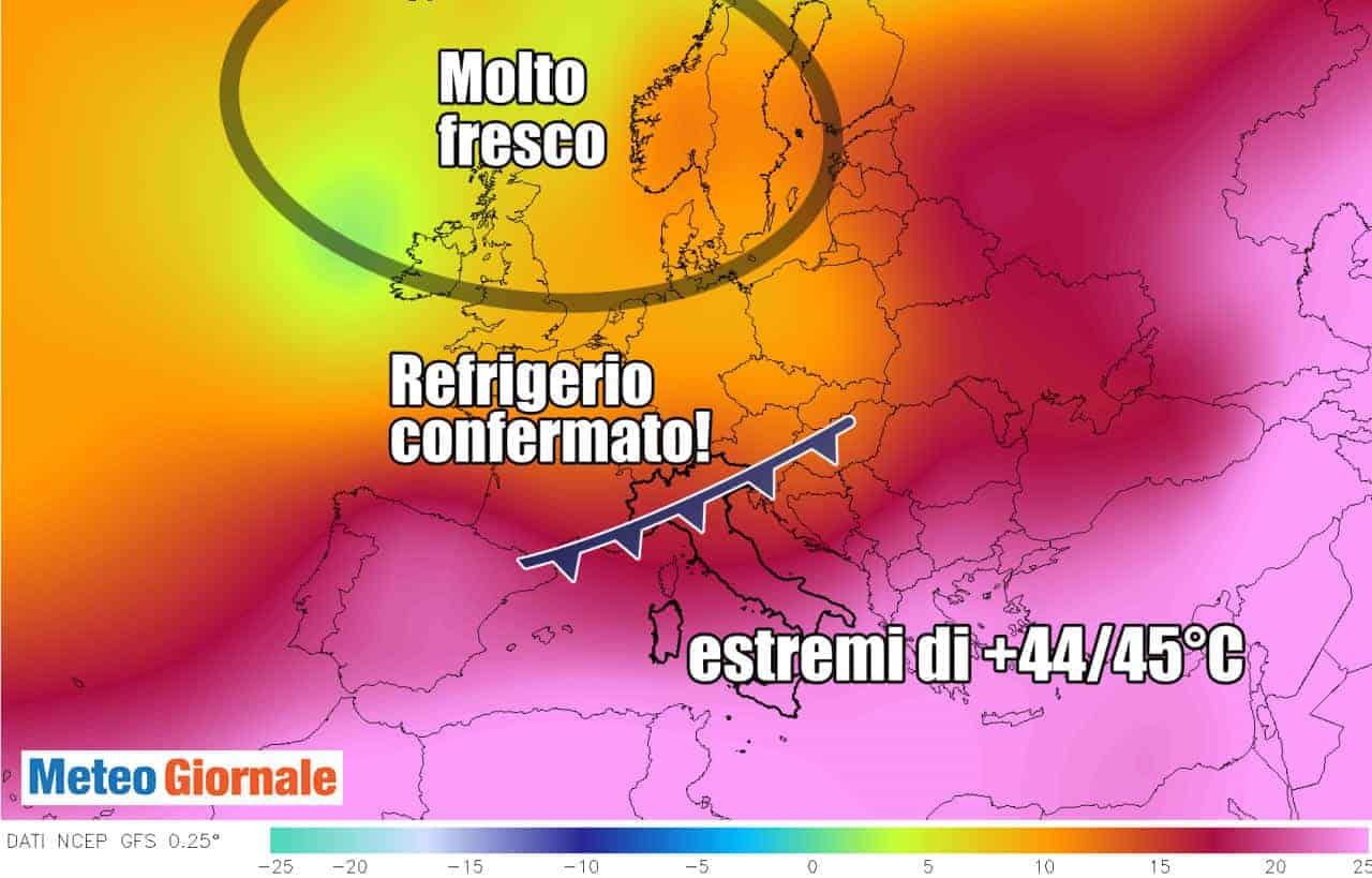 possibile refrigerio con calo temperatura