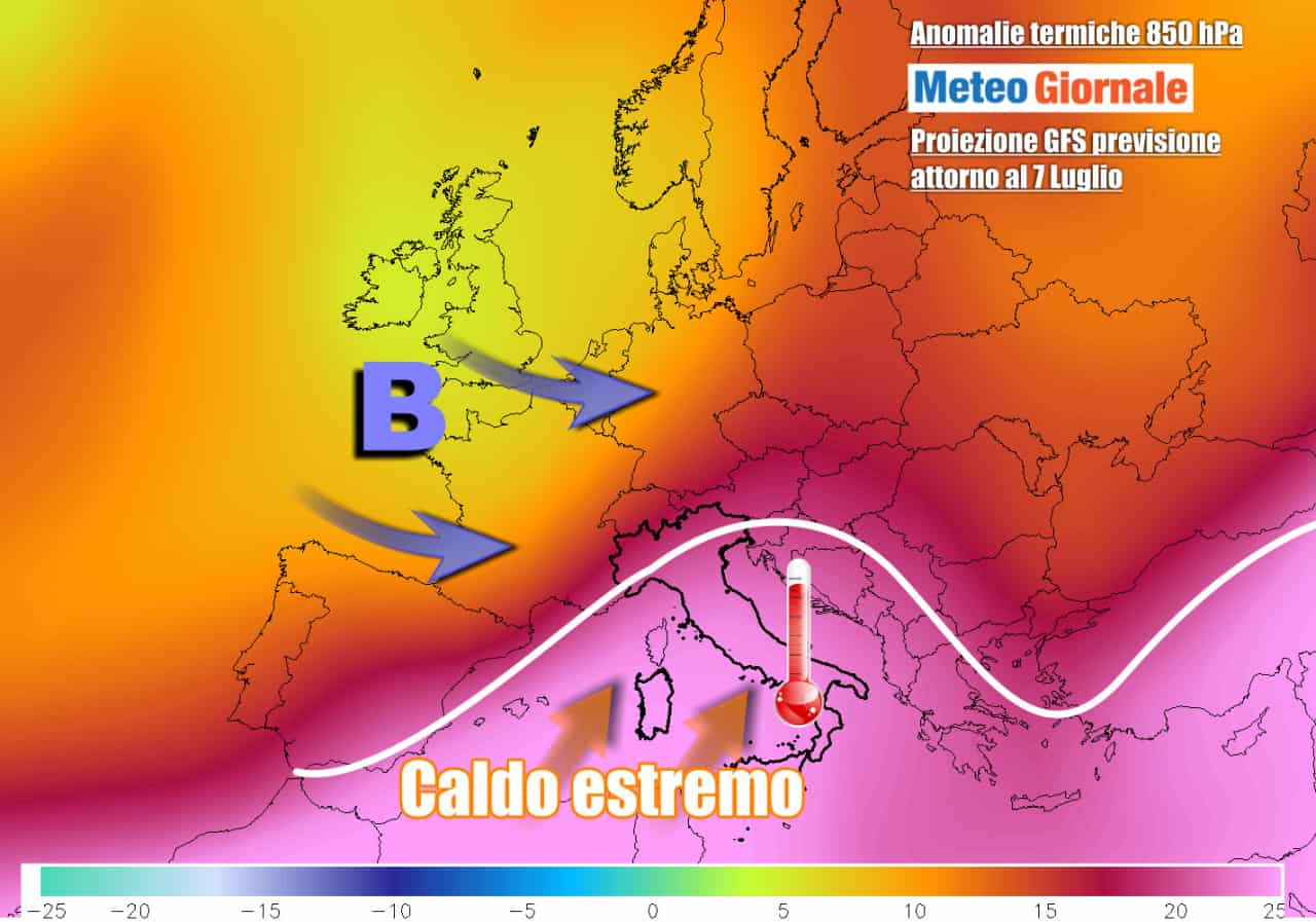 Nuova ondata di caldo estremo nella prossima settimana verso l’Italia, secondo le stime dei centri meteo di calcolo