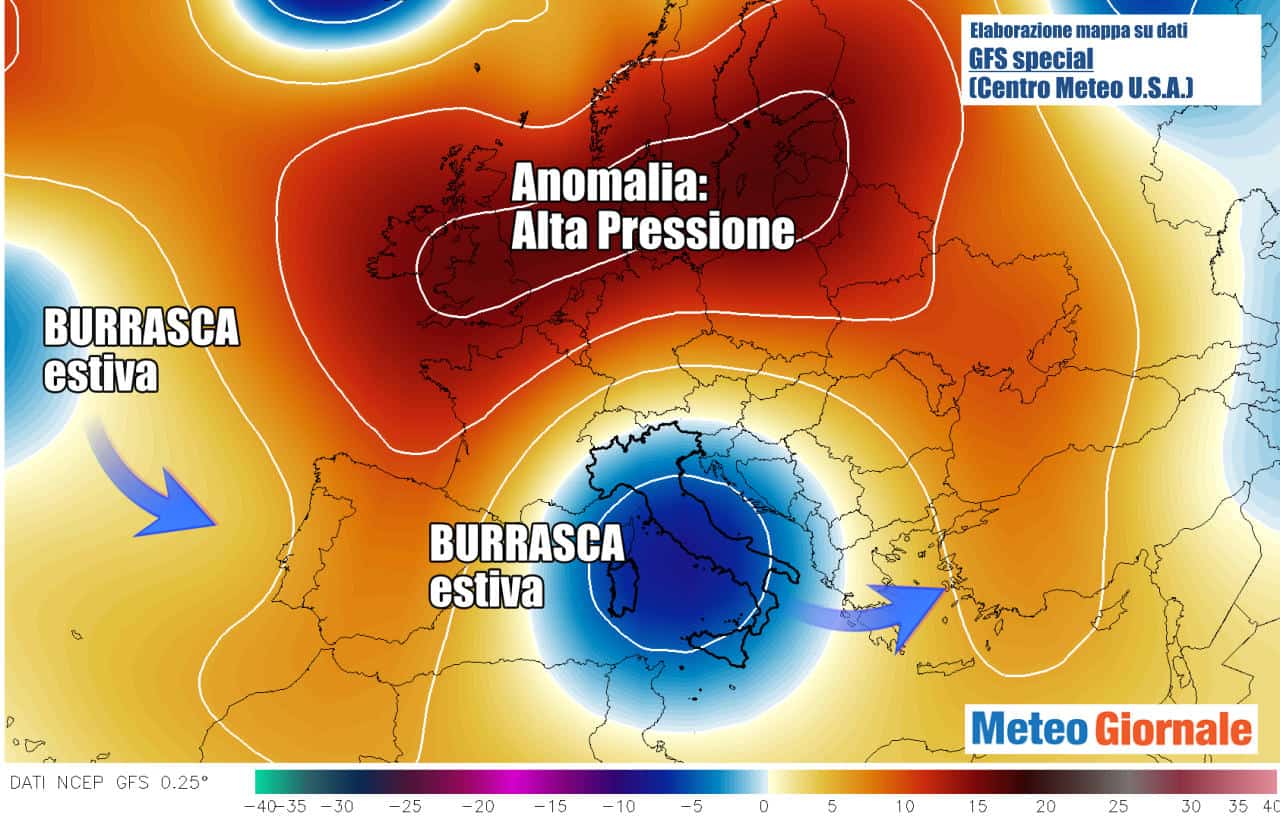 evoluzione goccia aria fredda centro meteo americano