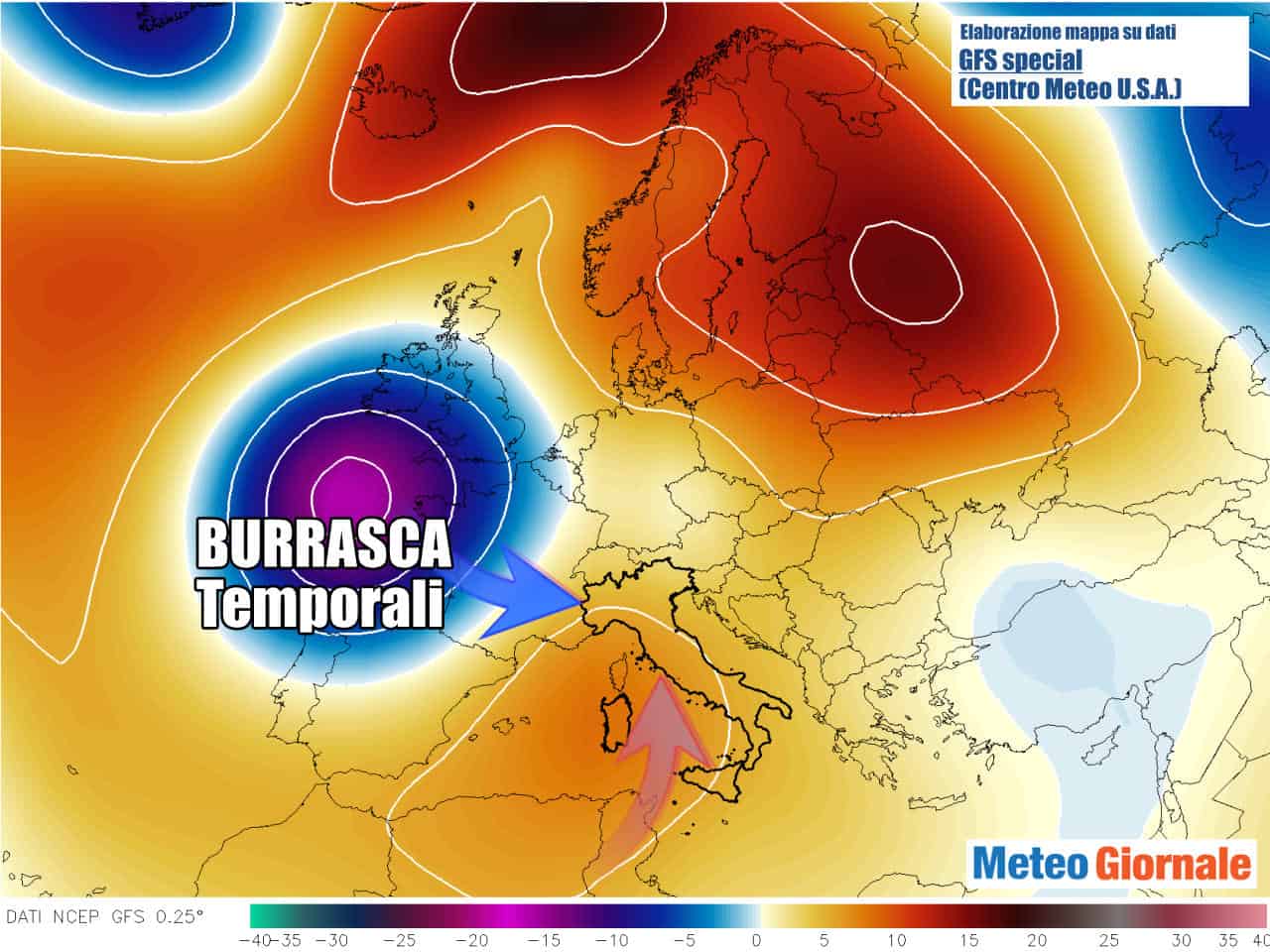 Meteo: ecco la Goccia d’Aria Fredda con Temporali e Grandine preceduta dal Caldo