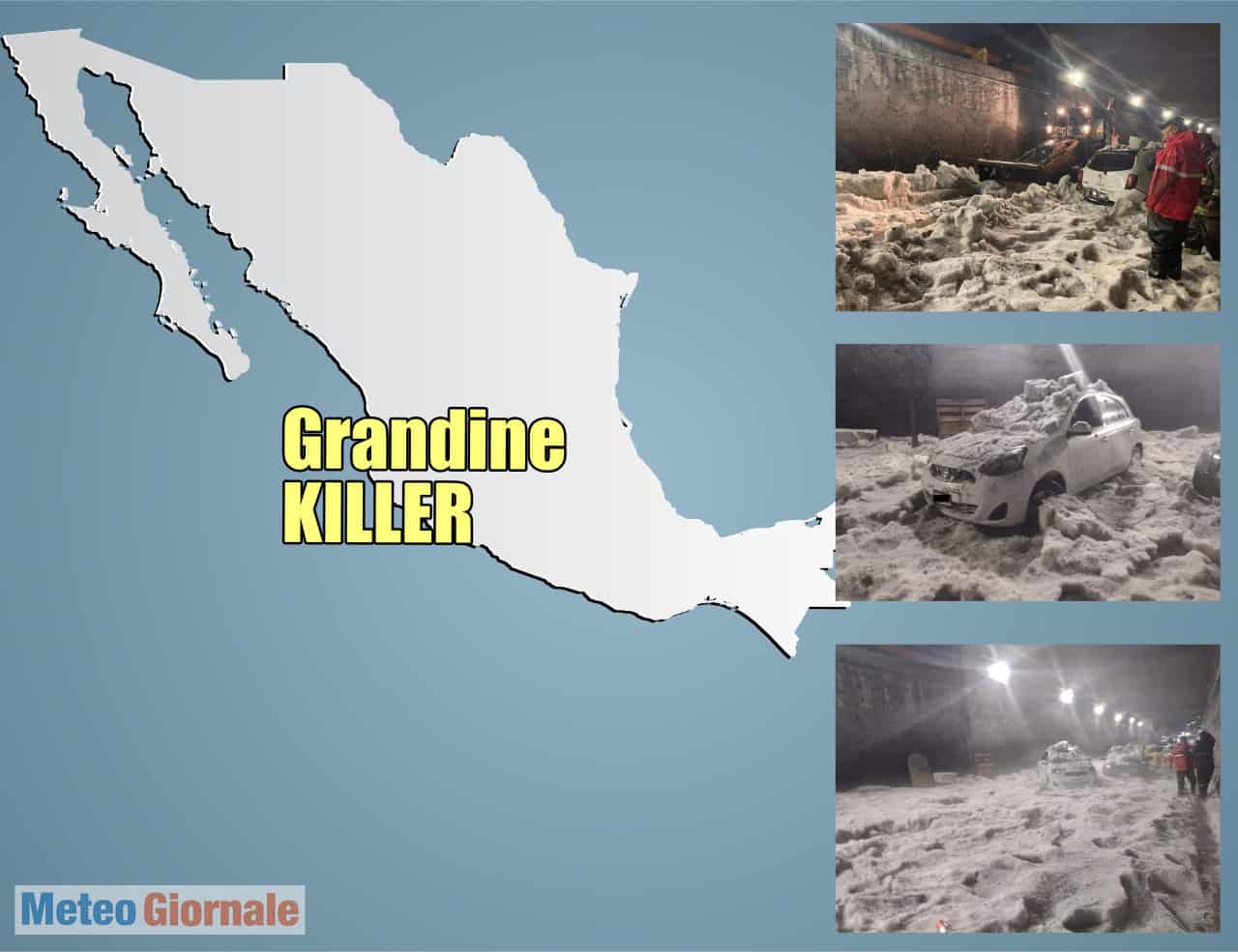 Grandinata intrappola e uccide di ipotermia un uomo in Messico. Foto