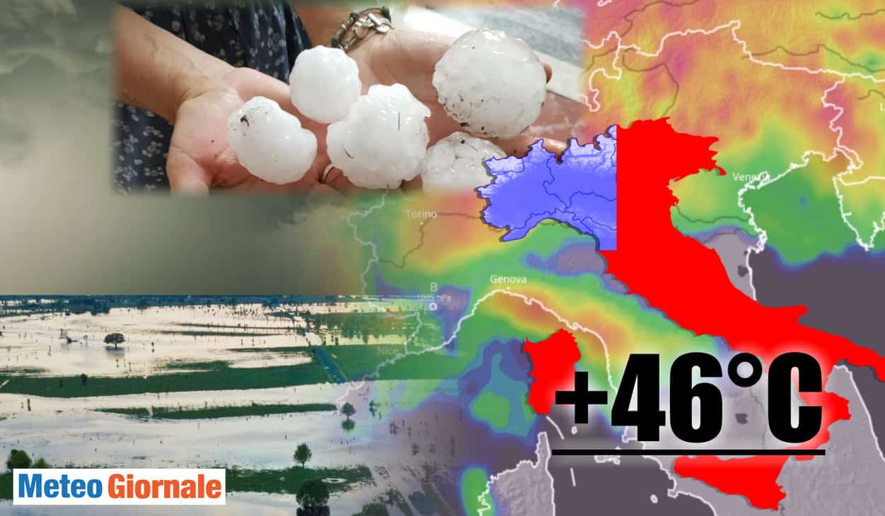 meteo fine settimana con grandine e caldo