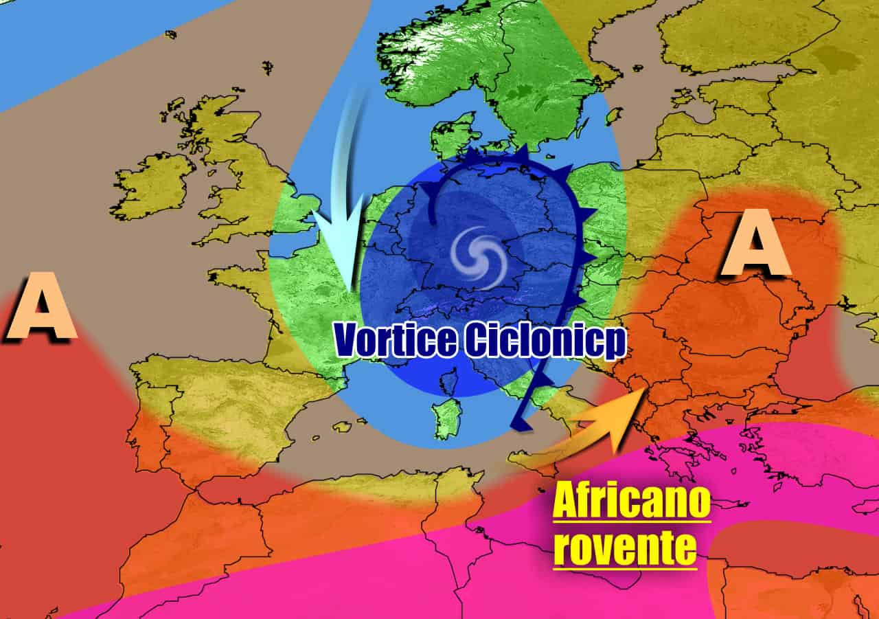 METEO 7 Giorni. BURRASCA con temporali, calo termico. DURO COLPO all’estate