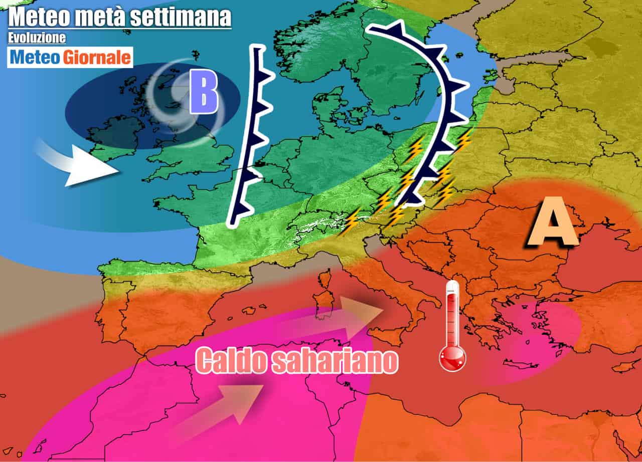 METEO 7 Giorni. Temperature con picchi di oltre 40°C. Altri TEMPORALI al Nord