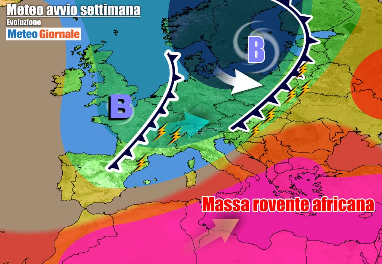 METEO 7 Giorni. Subito TEMPORALI al Nord, CALDO estremo al Sud