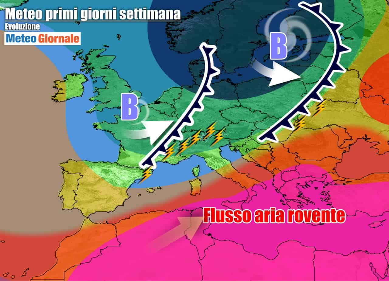 METEO 7 Giorni, il trend resta estremo tra CALDO AFRICANO e TEMPORALI