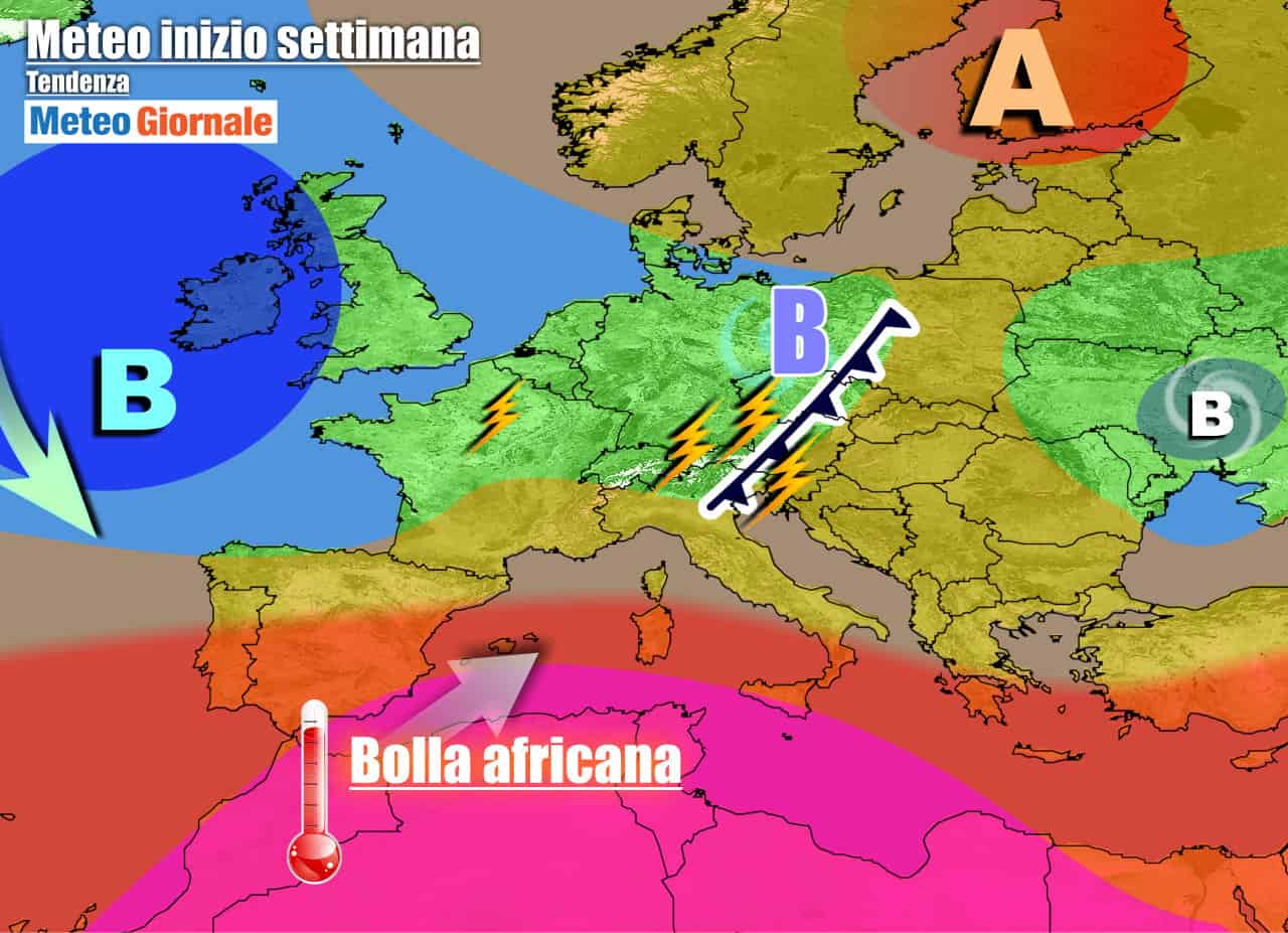 METEO ITALIA. Nel weekend sfuriata di TEMPORALI al Nord, breve REFRIGERIO