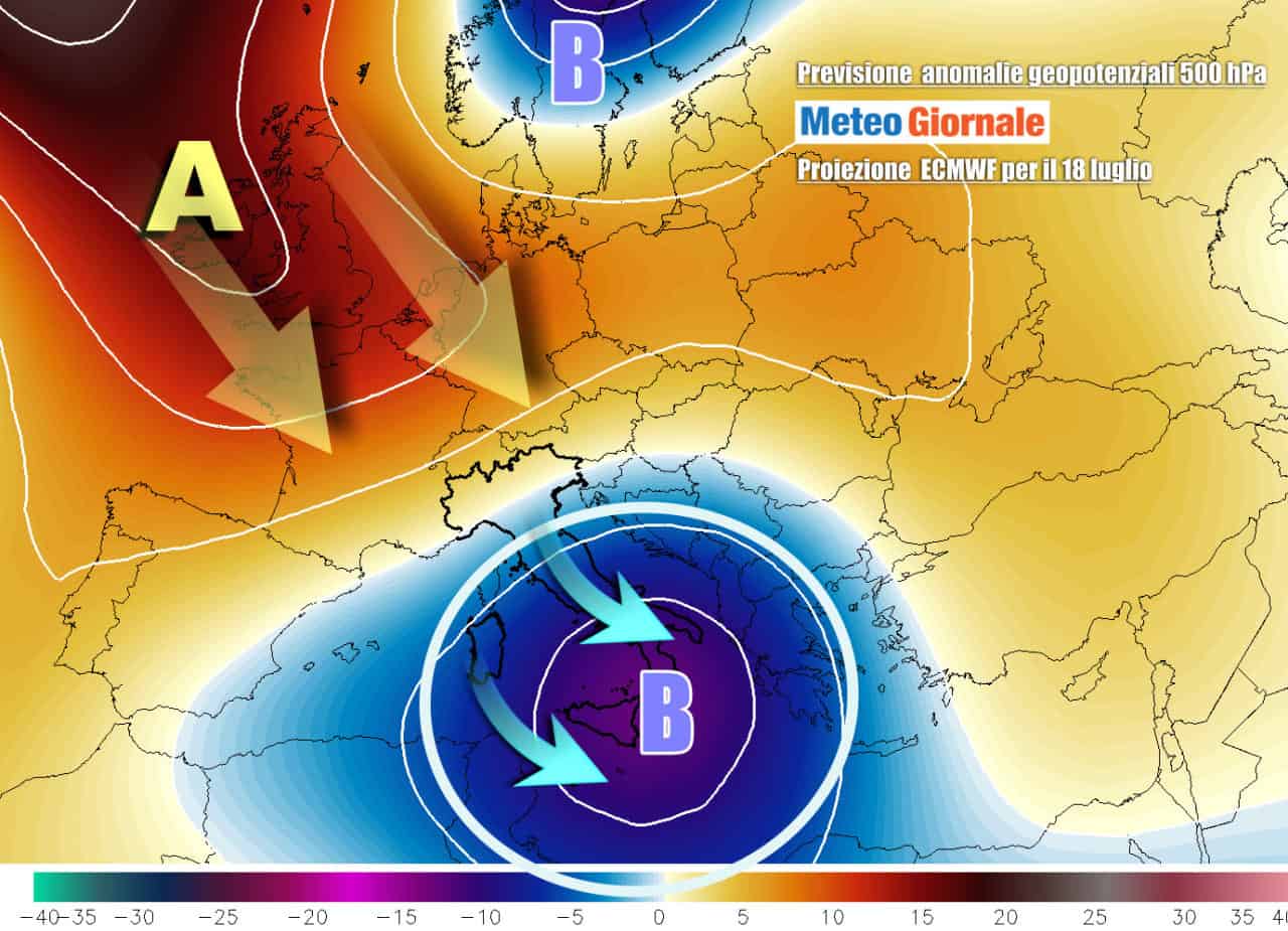 Meteo weekend con VORTICE sull’Italia, lo stesso dell’ALLUVIONE in Germania
