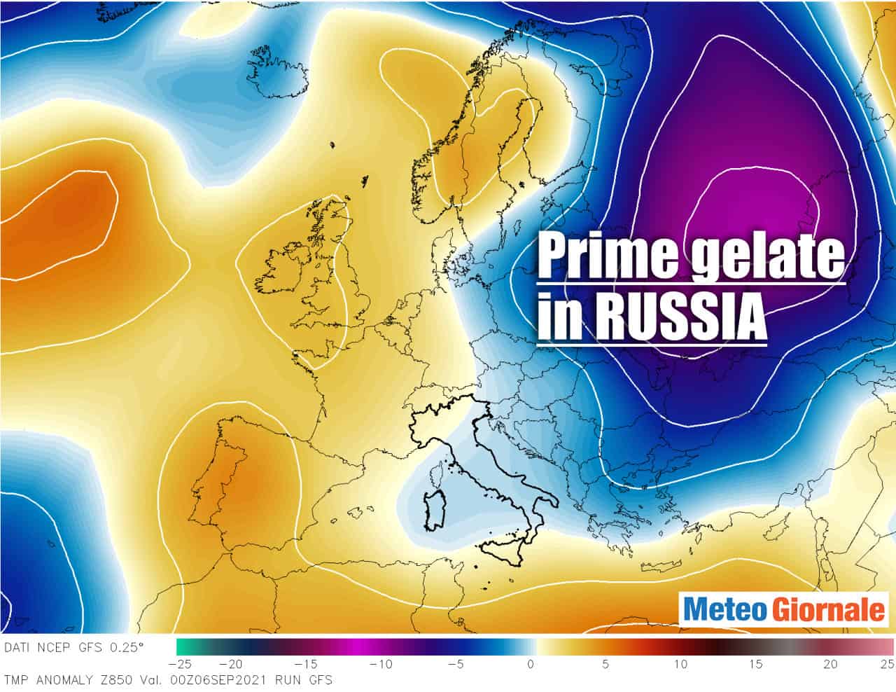 Evoluzione meteo con GELO precoce verso la Russia. Influenze per Italia