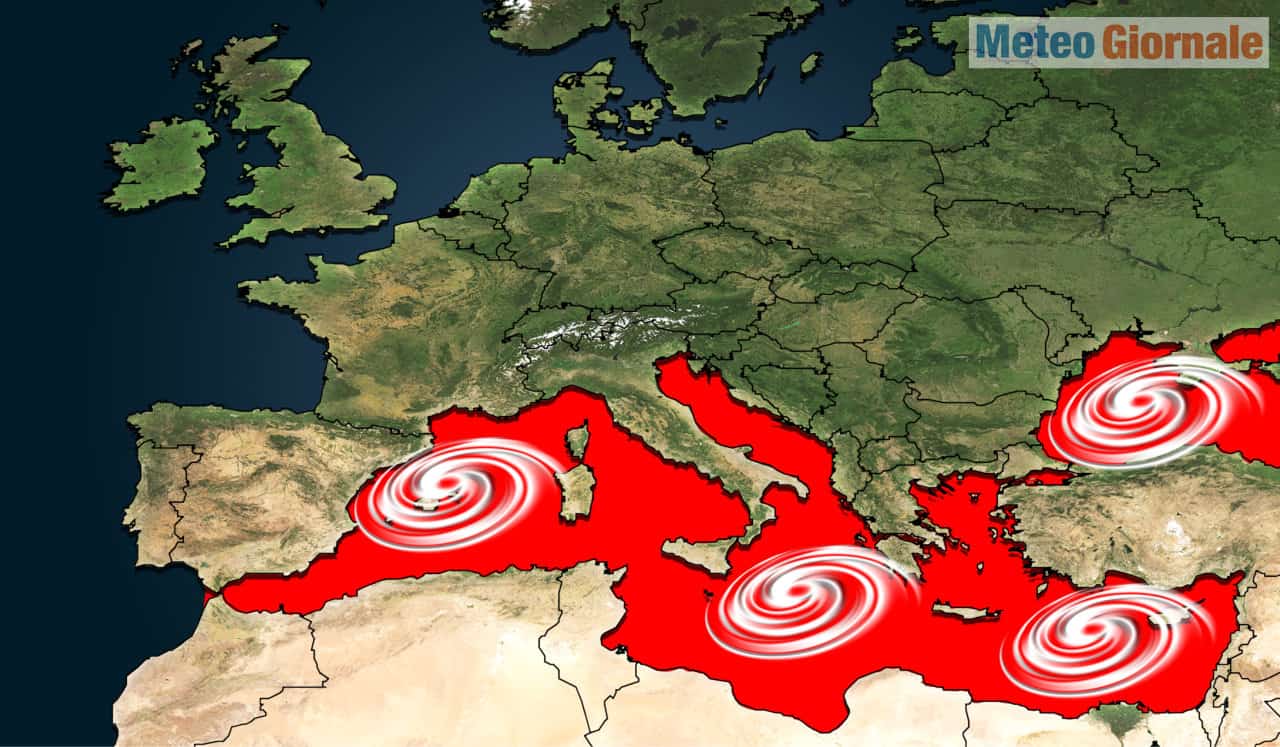 mediterraneo a rischio burrasche e tlc