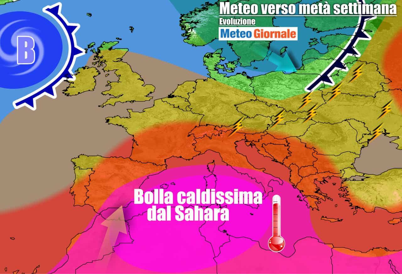 METEO 7 Giorni. CALDO AFRICANO davvero estremo, l’Italia entra nel FORNO