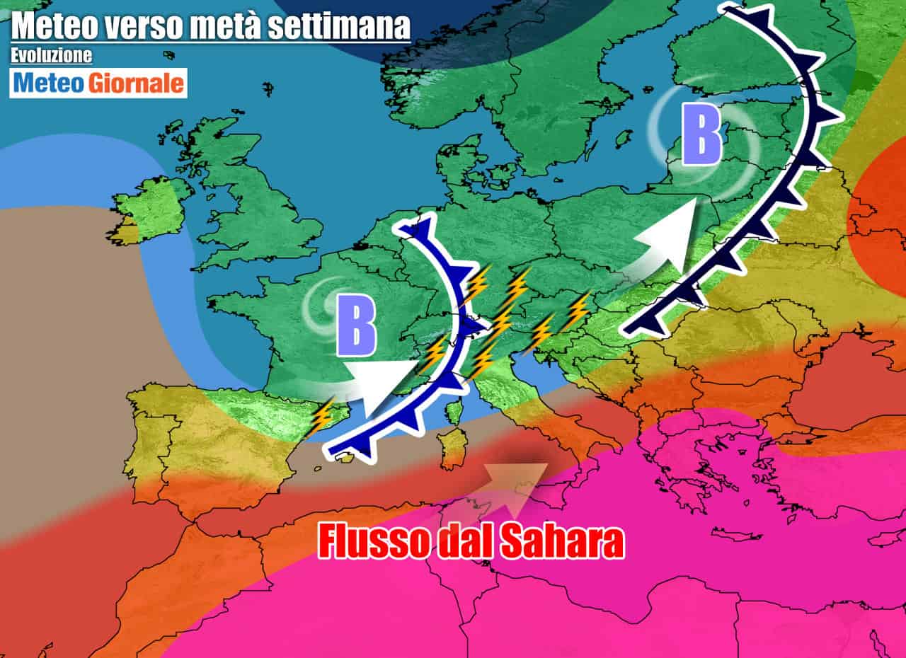 METEO 7 Giorni. Altre ondate di TEMPORALI, ma il Sud roccaforte sahariana