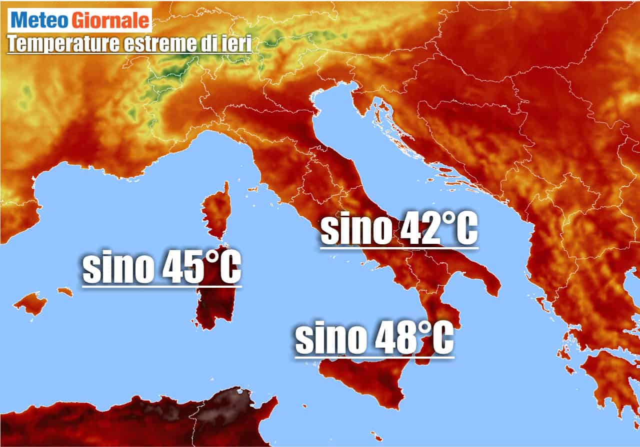 temperature massime di ieri