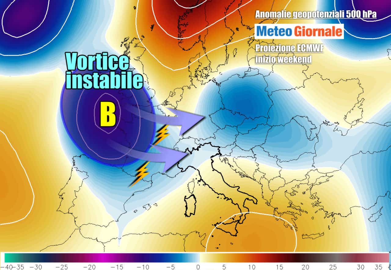 Meteo Weekend in arrivo VORTICE Ciclonico con TEMPORALI. E l’anticiclone africano?