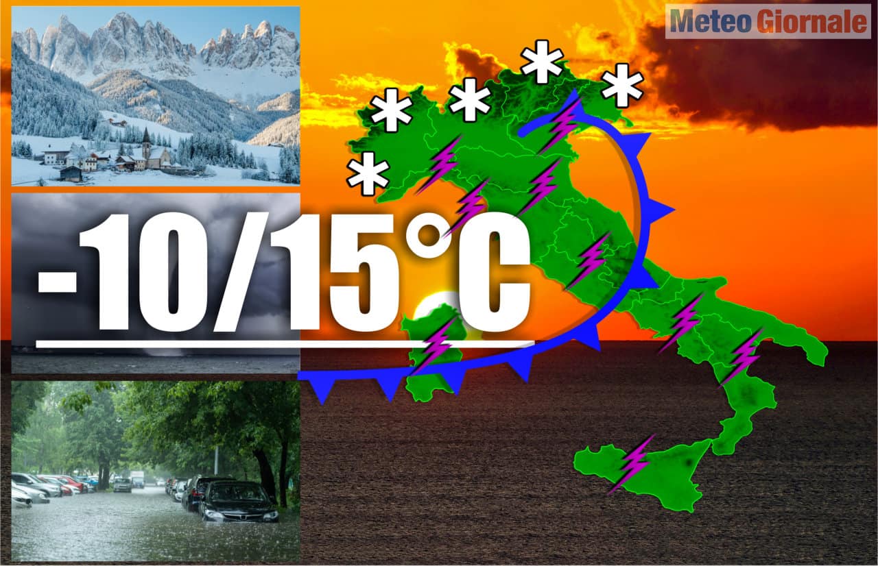 Prima NEVE e Bolla d’Aria FREDDA verso Italia: 10-15°C in meno, meteo perturbato