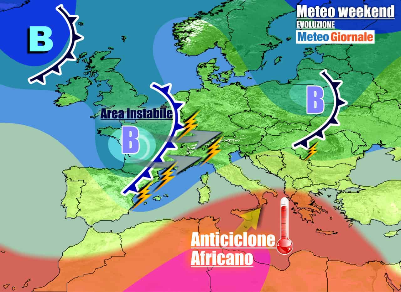 Meteo 7 giorni: Italia spaccata tra TEMPORALI e caldo da PIENA ESTATE