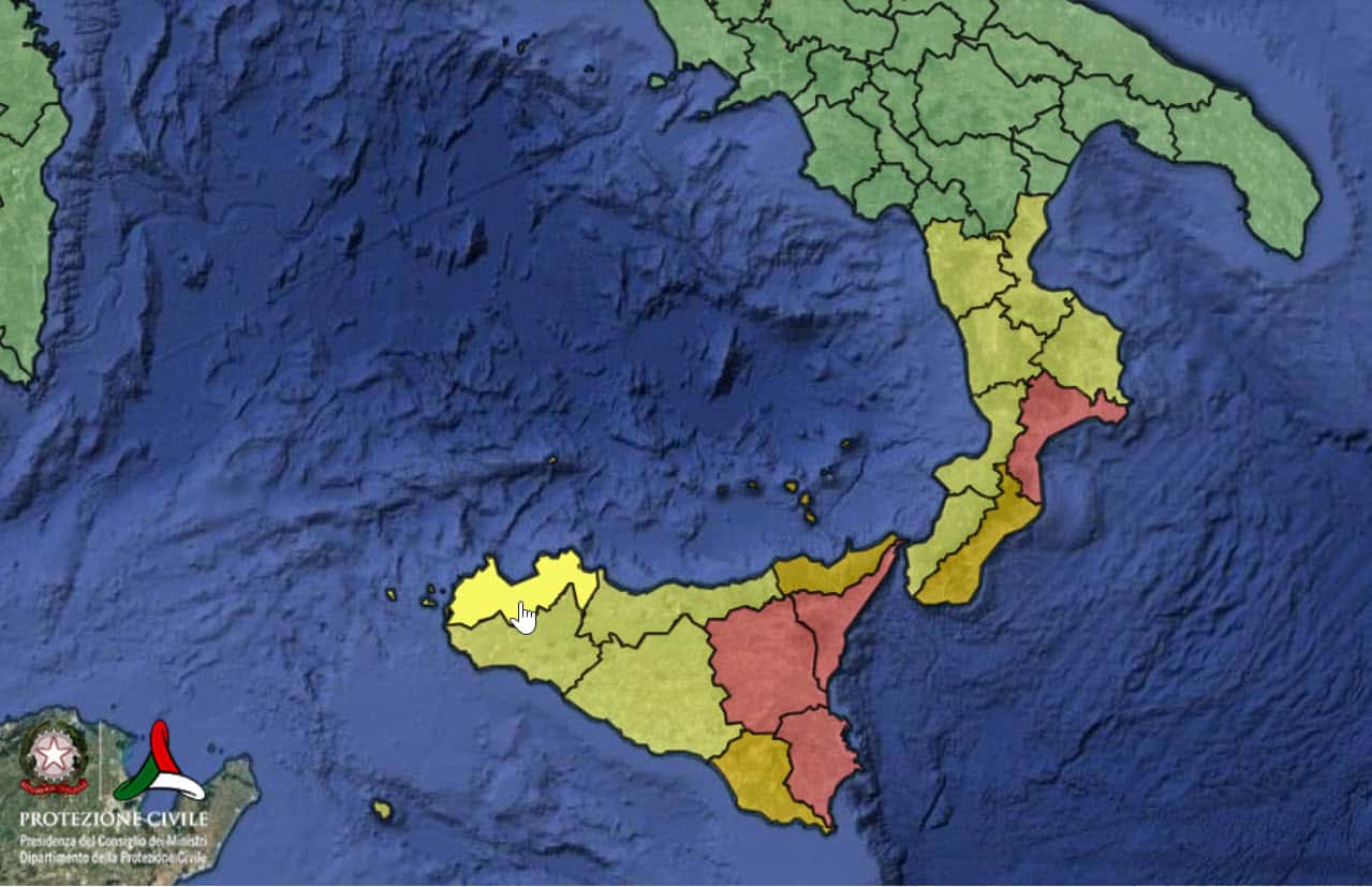 La protezione Civile prosegue con allerta meteo per Calabria e Sicilia