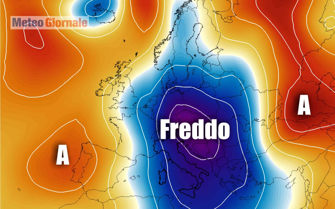 FREDDO da NEVE a due passi dall’Italia: meteo da brividi