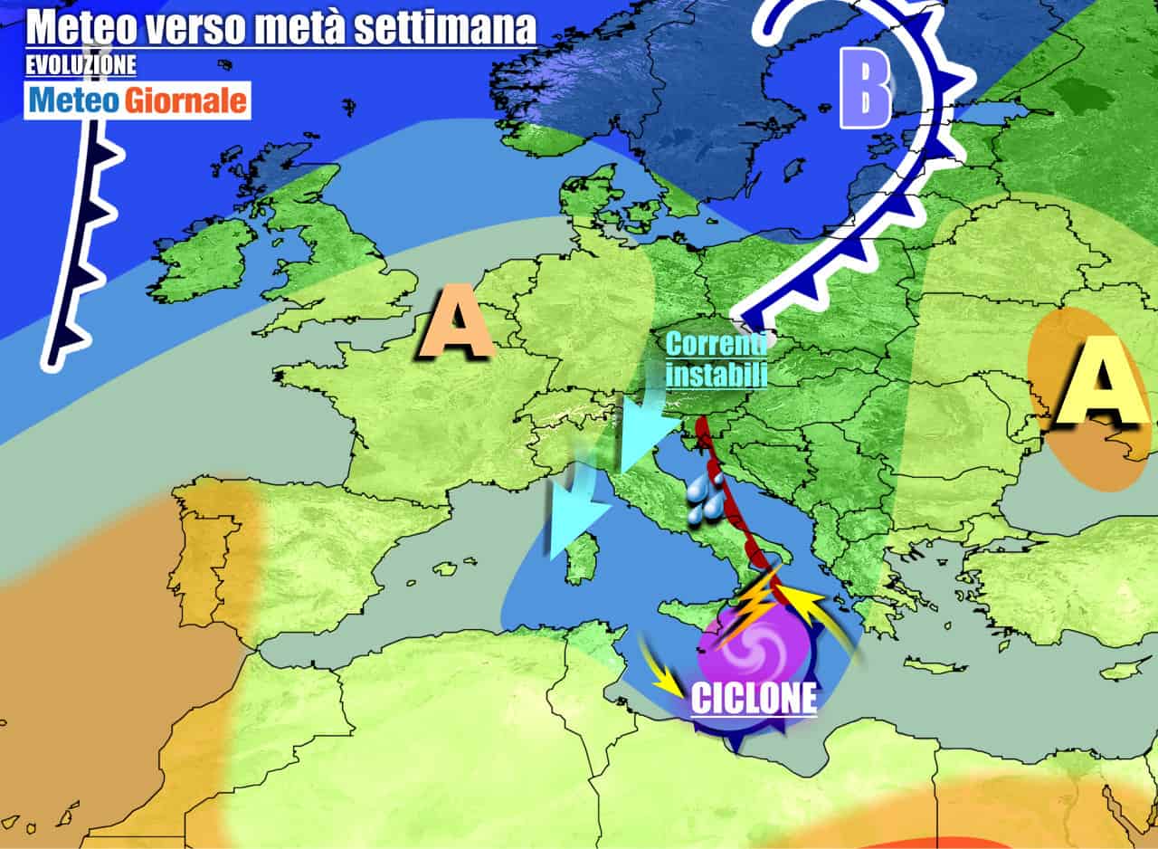 METEO prossimi giorni:. MALTEMPO persistente e rischio NUBIFRAGI