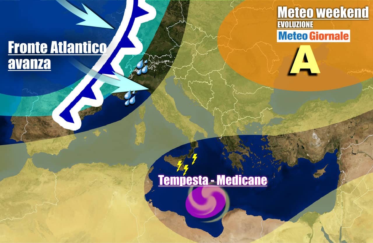 METEO: conferme sul CICLONE simil URAGANO al Sud e poi PIOGGE dall’ATLANTICO