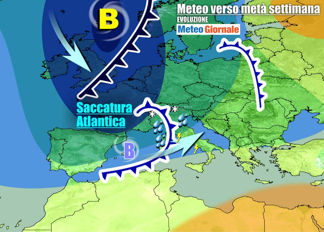 METEO settimana. Viavai di PERTURBAZIONI con PIOGGIA, VENTO e NEVE
