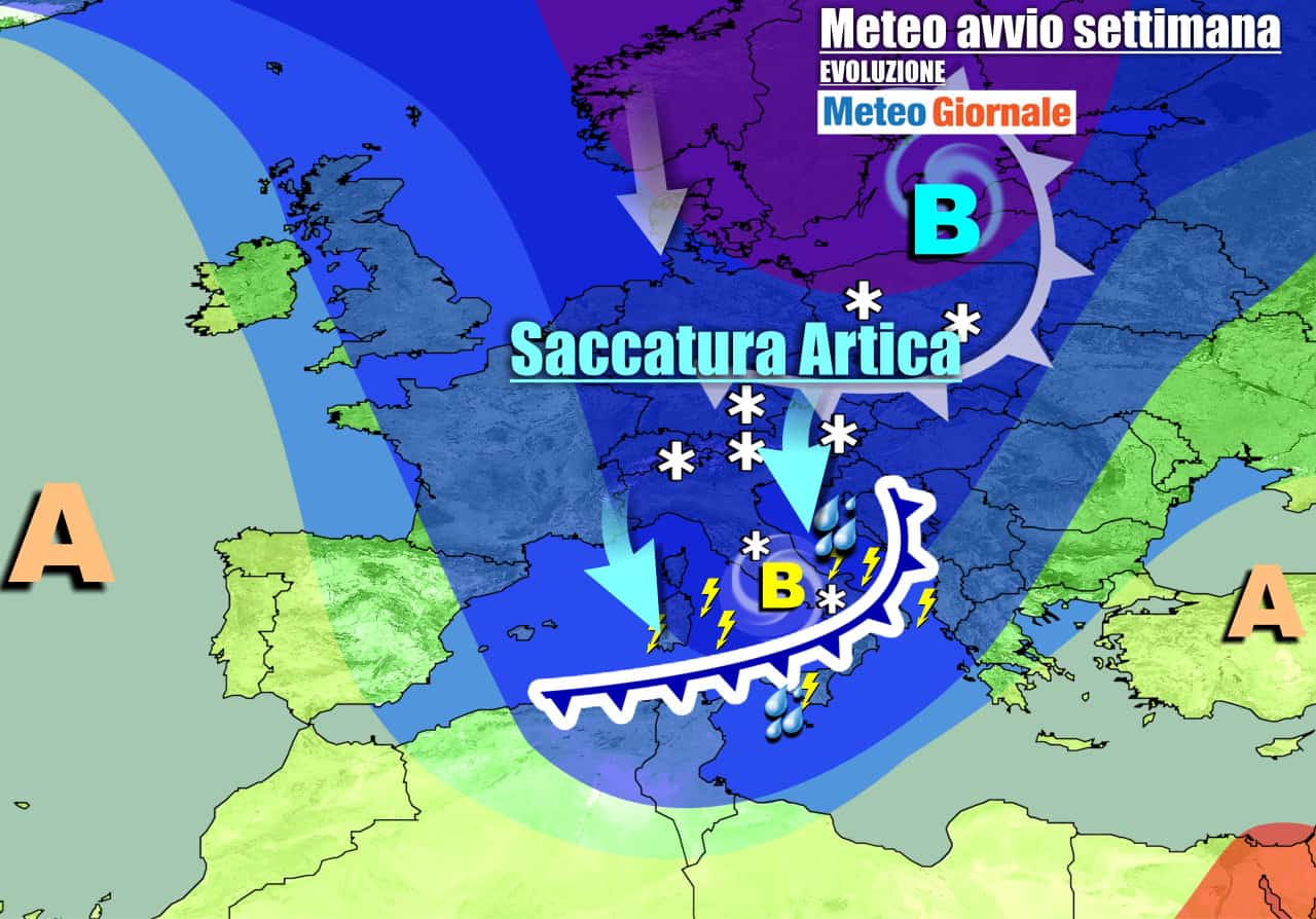 METEO 7 Giorni. Italia piomba in inverno. TEMPORALI e NEVE a bassa quota